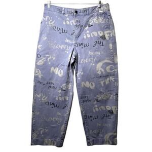 Urban Outfitters Mens Pants Size L Purple Gray Graffiti Chino Baggy Loose